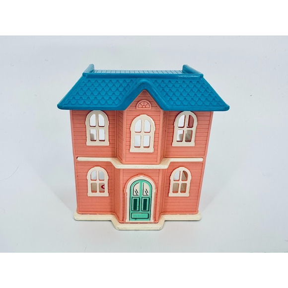 LITTLE TIKES Miniature VICTORIAN PLAY HOUSE DOLLHOUSE Pink Blue Replica USA 4" - Picture 1 of 11